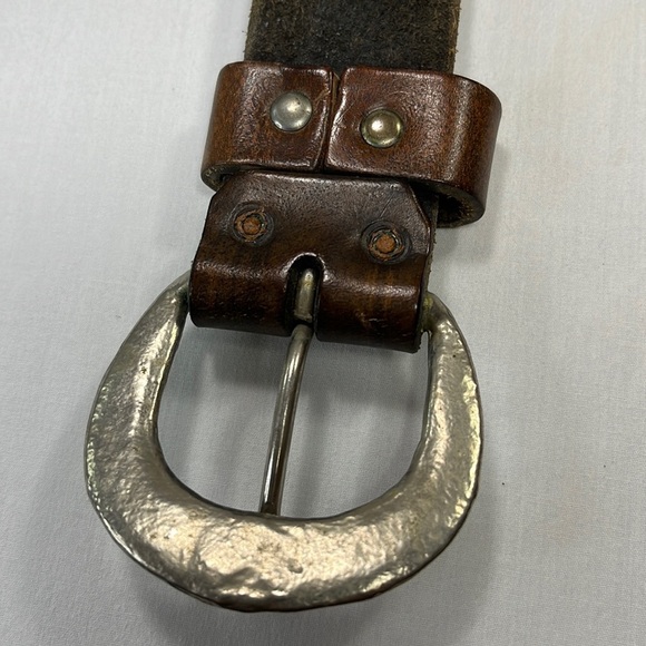 VTG Chunky Leather Studded Jacquard Belt, Wide Unisex Bohemian Tapestry Moto - Picture 10 of 12